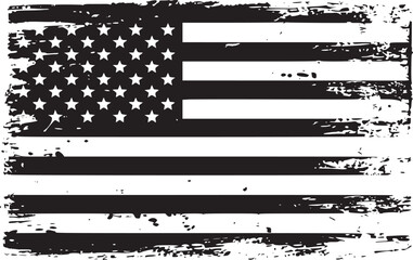 Black and white USA flags