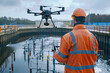 © saitharn - Officials use drones to check water quality.