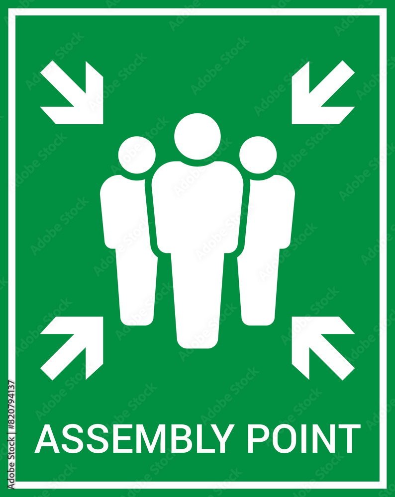 Emergency evacuation assembly point sign. Assembly point icon. Safety ...