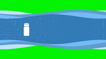 Poster - Animation of blue banner waves movement with white salt shaker symbol on the left. On the background there are small white shapes. Seamless looped 4k animation on chroma key background