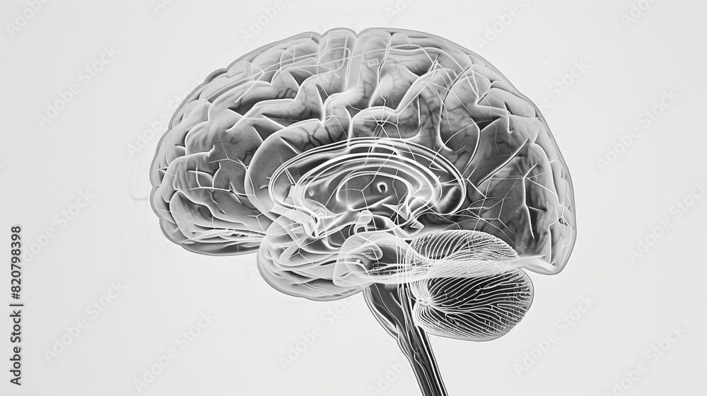 A clean high tech minimal black and white scientific scan of the human ...