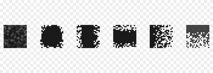 Wall Mural - Set of black pixel banners. Vector pixel banners for headers png. Banners for design.
