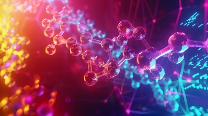 Poster - Vibrant Molecular Dance of Redox Reaction in RetroFuturistic NeonNoir Style