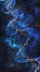 Poster - Molecular Simulation Cascading Ribbons of Energy A Textured Abstract Expressionist Style