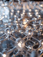 Poster - Intricate Molecular Lattice A D Rendered Nanostructure Inspired by Bauhaus and De Stijl Movements