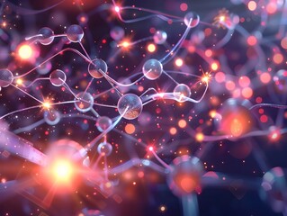 Poster - Intricate Molecular Bonds A D of a Futuristic Laboratorys Data Visualization