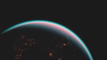 Wall Mural - magnificent vision of the sun-drenched Earth viewed from the International Space Station in its orbit. Elements furnished by NASA