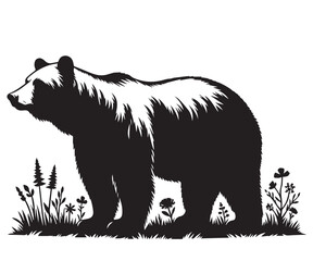 Wall Mural - Bear wild animal silhouettes on the white background. Grizzly bear, polar bear, California bear silhouette, vector icon for animal wildlife apps and websites	
