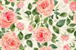 © john - allover multi motif flowers ornament seamless pattern with watercolor flowers pink roses repeat floral texture vintage background hand drawing perfectly for wrapping paper wallpaper fabric print AI