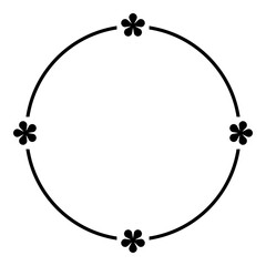 Wall Mural - A simple black decorative frame with flower ornaments - Elegant round frame isolated on transparent background