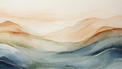 Poster - Serene Watercolor Wash Abstract Background in Soft Tones for Relaxation.