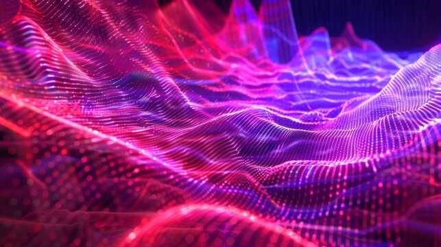 Digitized Dreamscape Flowing Grid of Neon Light