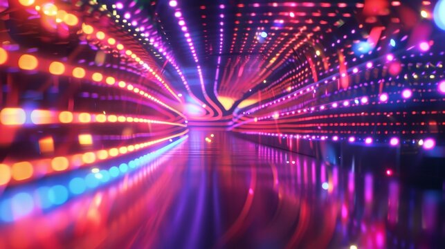 Digitized Dreamscape Flowing Grid of Neon Light