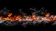 © Leafart - Close up of fire flames with smoke stream on a black background. Generate AI