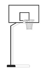 Poster - Basketball shield on pole black and white 2D line cartoon object. Ball game equipment. Hoop and goal isolated vector outline item. Sports ground outdoors monochromatic flat spot illustration