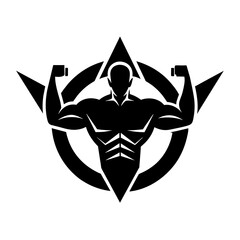 Wall Mural - Minimalist Fitness logo icon vector silhouette on white background