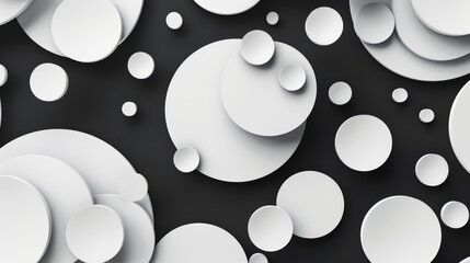 Poster - a set of abstract template banners with simple white circles in volume