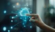 © Pro Stock - SaaS software as a service concept with hand pressing a button, cloud security, cloud server