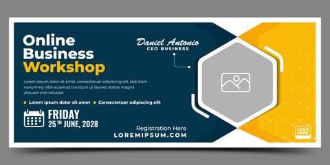 Wall Mural - business webinar modern horizontal banner template design