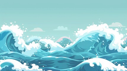 Poster - The background is blank with a transparent stripe, with waves in the distance