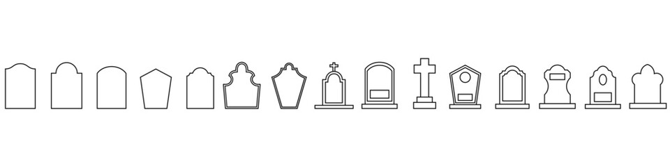 Gravestone icon vector set. Grave illustration sign collection. Tombstone symbol. Rip logo.