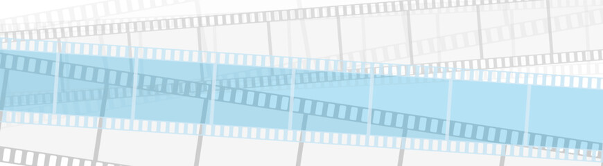 Light blue and grey filmstrips abstract background. Vector banner design