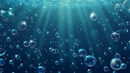 Poster - An underwater texture with air bubbles, isolated on a transparent background.