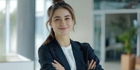 Wall Mural - female professional confident successful corporate leader woman wearing a suit, ai