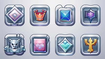 Poster - isolated metal award frames or bonus graphics, trophy achievement, winner appreciation or user exper