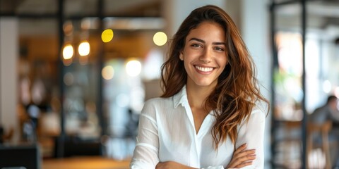 Wall Mural - female professional confident successful corporate leader woman wearing a suit, ai