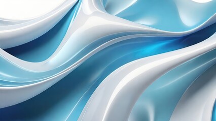 Aufkleber - White, grey and blue smooth 3d curvy, wavy lines background.