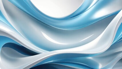 Aufkleber - White, grey and blue smooth 3d curvy, wavy lines background.