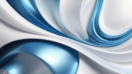 Aufkleber - White, grey and blue smooth 3d curvy, wavy lines background.