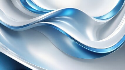 Aufkleber - White, grey and blue smooth 3d curvy, wavy lines background.