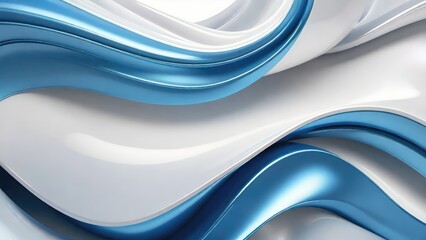 Aufkleber - White, grey and blue smooth 3d curvy, wavy lines background.