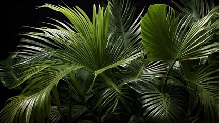 closeup of Rich green tropical leaves.