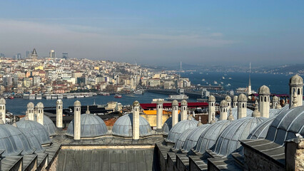 Wall Mural - General views of Istanbul city sea Bosphorus bridges mosques day and night