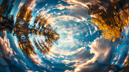 Wall Mural - Fisheye background with a distorted, wide-angle view