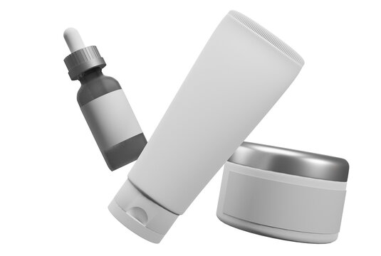 Cosmetic product mockup skincare on transperent background for advertising of cosmetic.3D rendering
