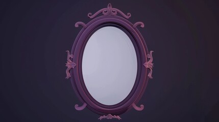Poster - The frame of a vintage magic mirror animated in a cartoon game illustration. Modern princess or witch objects for fantasy or fairytale medieval interfaces. Isolated antique decorative oval asset for