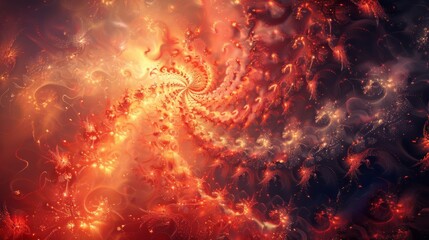 Wall Mural - A red swirl of space with a yellow center