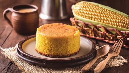 Wall Mural - corn cake traditional typical brazilian sweets made from corn generative ai