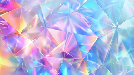 Wall Mural - Rainbow prisms with flare effect background. Diamond iridescent gradient crystal glass overlay texture. Holographic disco camera transparent pattern.