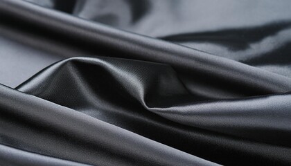 Wall Mural - closeup of rippled black satin fabric whole background