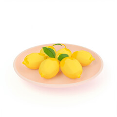 Poster - lemons, icon in 3D style on a white background