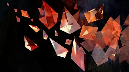 Poster - Dynamic Futuristic Geometric Shapes with Illuminating Light Effects in Abstract Motion Background
