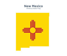 Wall Mural - New Mexico flag and map.Flags of the U.S. states and territories. America states flag and map on white background.
