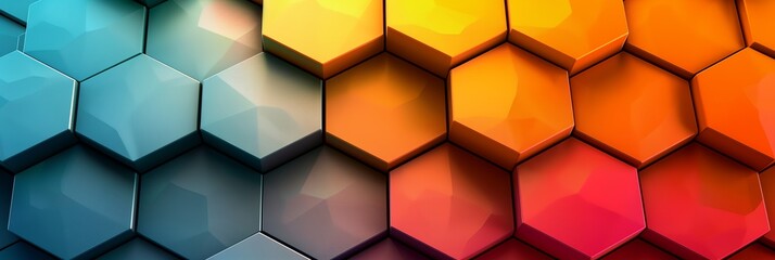 Poster - colorful background with hexagonal shapes in different colors