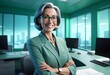 © Hdesigns - Cartoonistic 3d female executive company owner corporate manager in his office with smiling and wear glasses behind transparent background