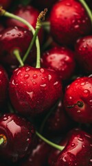 Canvas Print - A close up of a bunch of cherries